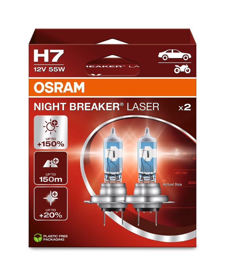 Spuldžu komplekts H7 (2gb) OSRAM NIGHT BREAKER LASER