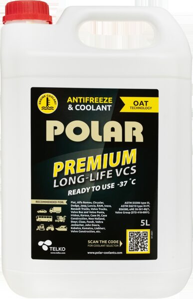 POLAR Antifrīzs Premium VCS Long Life (dzeltens)-37* 5L 