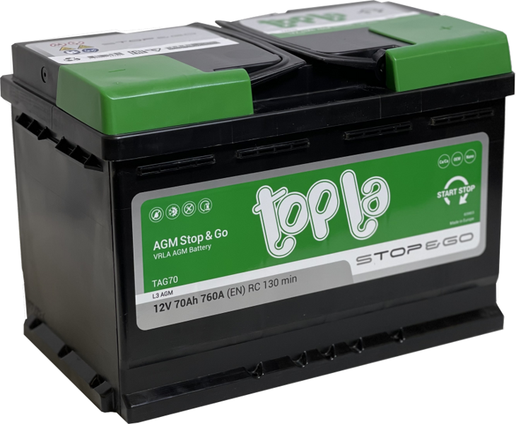 Akumulators TOPLA 70Ah R AGM STOP&GO 760 EN