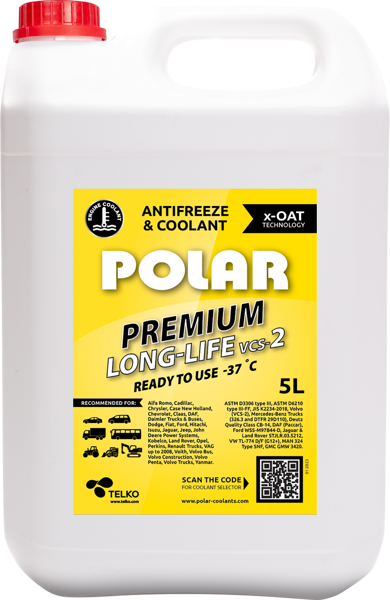 POLAR antifrīzs PREMIUM VCS-2 LONG LIFE -37*C, 5L