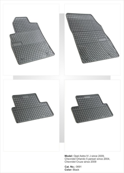 Gumijas paklājiņi OPEL ASTRA IV no 2009; CHEVROLET ORLANDO no 2010; CHEVROLET CRUZE no2009