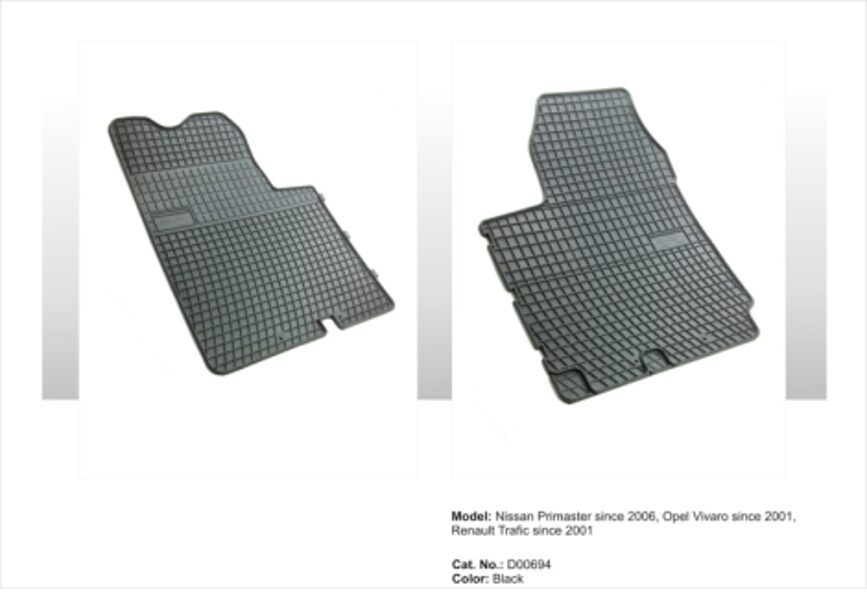 Gumijas paklājiņi NISSAN PRIMASTAR no 2006; OPEL VIVARO 2001-14; RENAULT TRAFIC 2001-14
